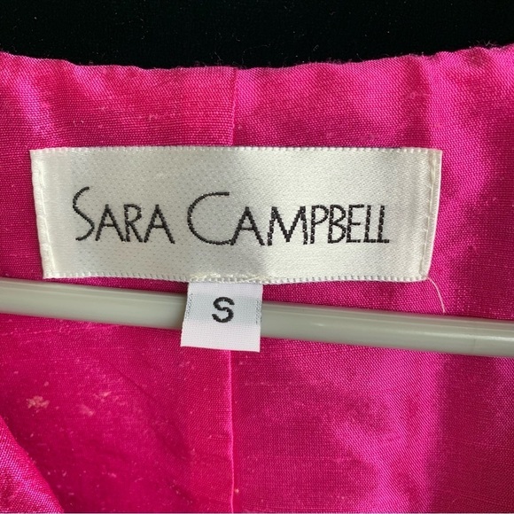 Sara Campbell Silk Velvet Velour Dress with Jacket Small Size 2 Black Pink - Picture 6 of 10